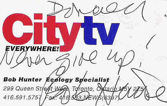 Bob Hunter's signed card